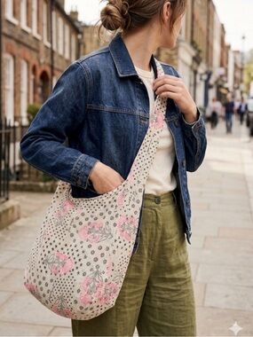 Free People Tote Bag - Pink and Black on White NWOT